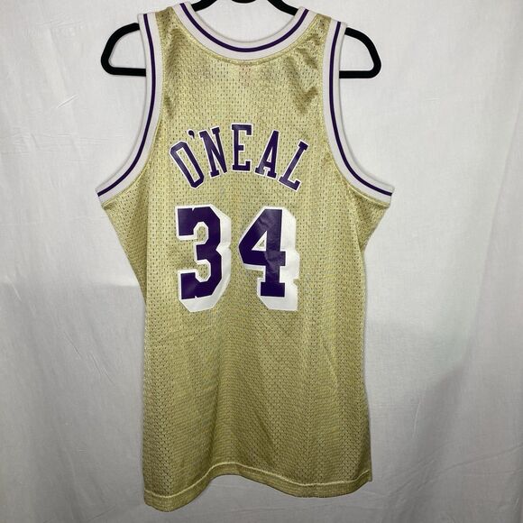 MITCHELL & NESS Shaquille O'Neal #34 Swingman Jersey LA Lakers 96-97 Mens L Gold - Picture 4 of 11